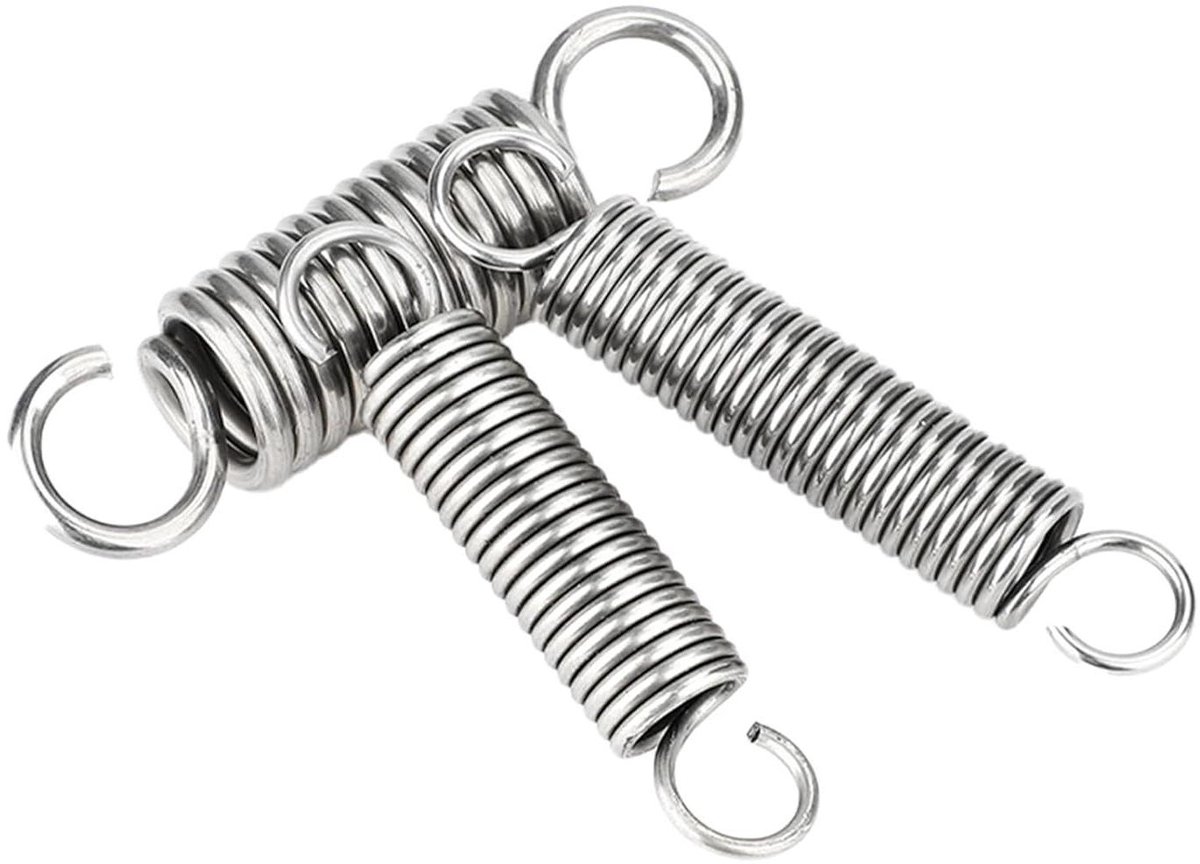 Spanveren voor reparatie - Trekveren verlenging - Onderhoud en reparatie - Roestvrij staal dubbele haak - 50 mm - Zilver