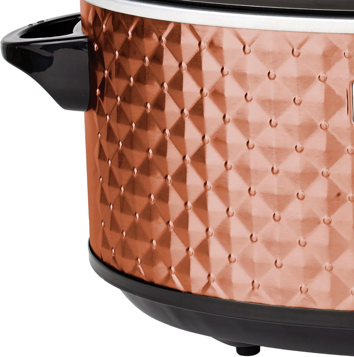 Slowcooker - Kookpot Stoofpot - Langzaam Koken - Draaibaar - 7 Kwarts - Koper Zwart – foto 3