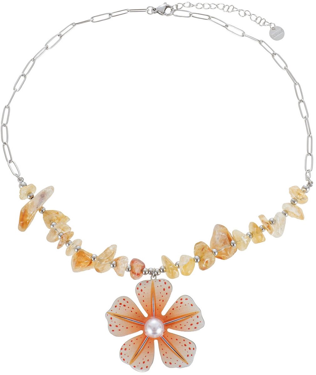 G-B10.2 N1160-028S S. Steel Necklace Stones-Flower 40-45cm