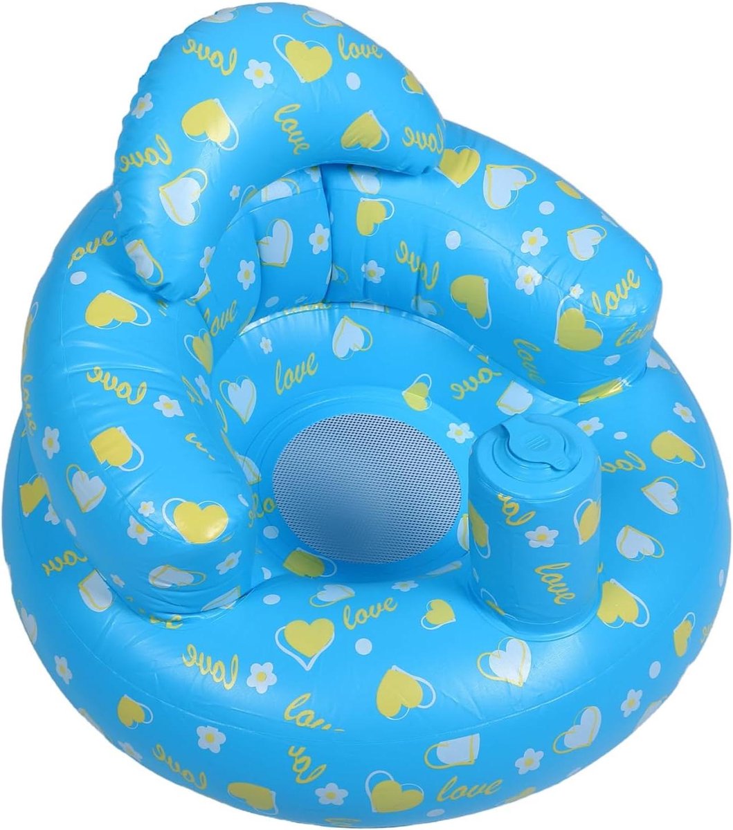 Opblaasbare Badstoel - Babyzitje Bad - Leren Zitten - Verstelbaar en Waterdicht - 60 cm - Hemelsblauw