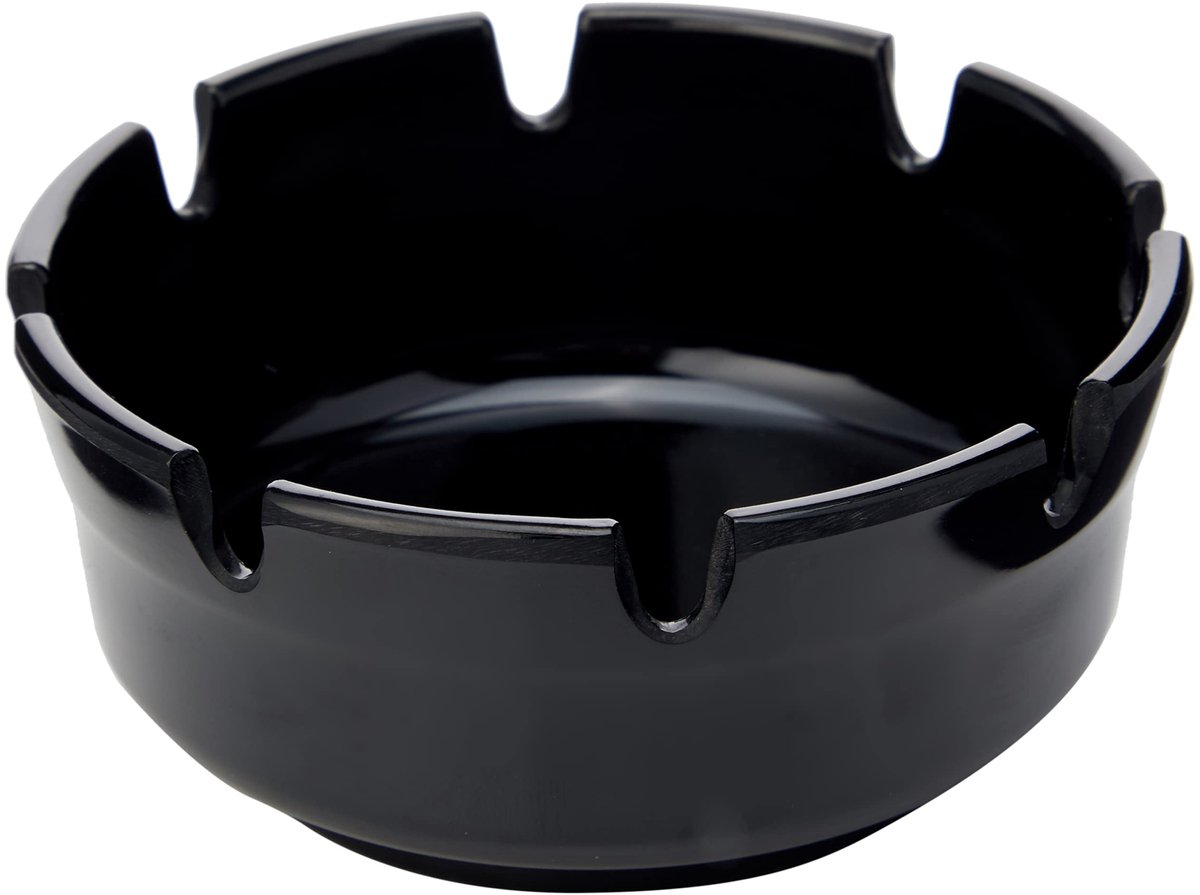 Asbak voor buiten rond 10 cm - kunststof zwart - tafelasbak voor sigaretten - ideaal voor horeca en thuis - SnelShoppen