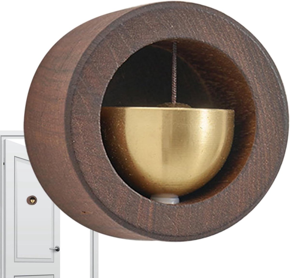 Magnetische Deurbel - Houten Bel - Woondecoratie - Flexibele Plaatsing - 9x6 cm - Zwarte Walnoot