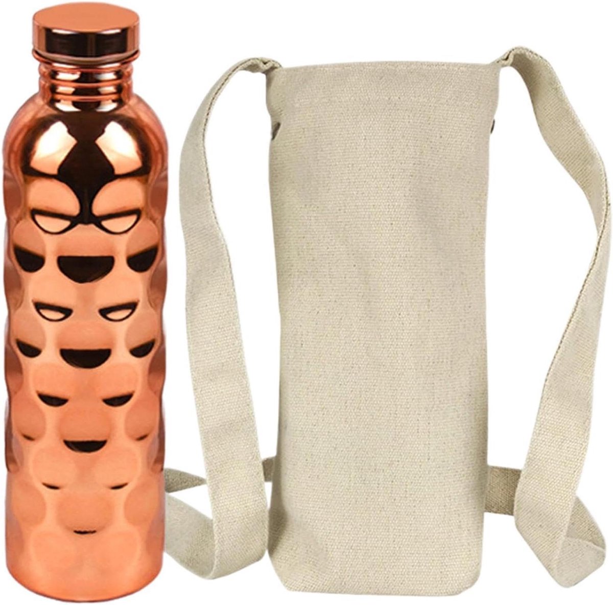 Lekvrije Waterfles - Drinkfles Tumbler - Hydratatie Ondersteuning - Antislip Patroon - 950 ml - Koperkleurig