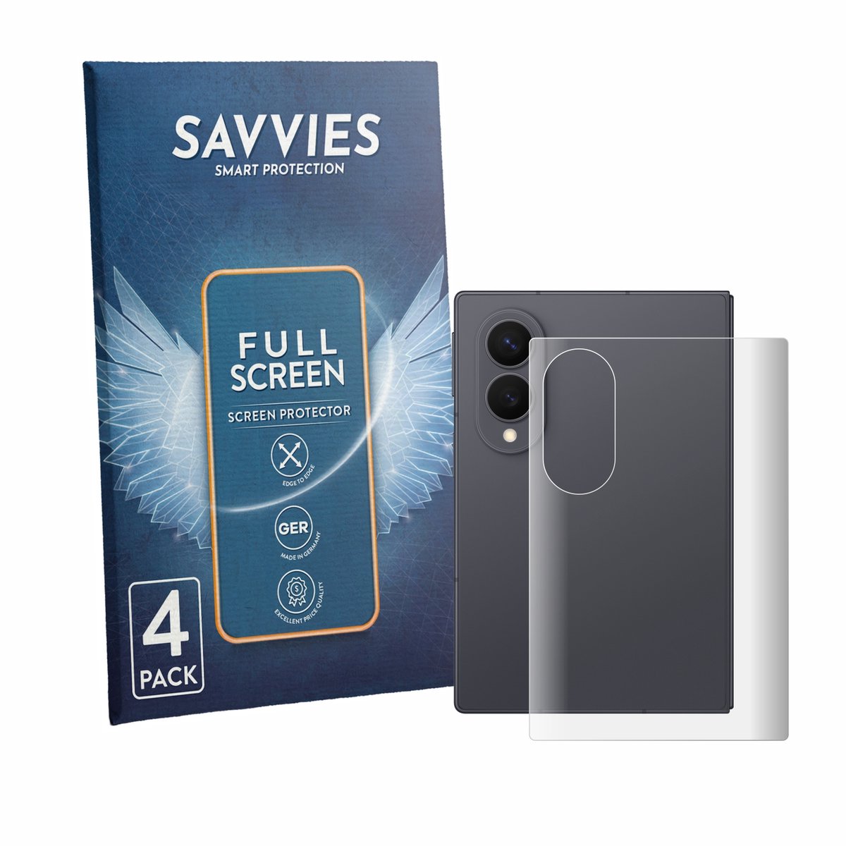 Savvies - Screenprotector voor Samsung Galaxy Z Fold 8 (Achterkant) - Folie Beschermfolie transparant volledig dekking 4 Stuks