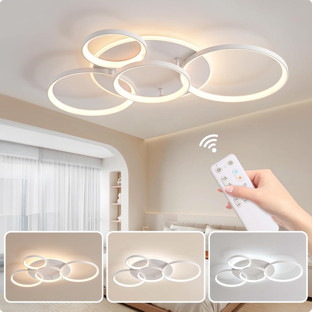 LED-plafondlamp dimbaar 3000 K - 6000 K - moderne 60W lamp - ideaal voor woonkamer - SnelShoppen