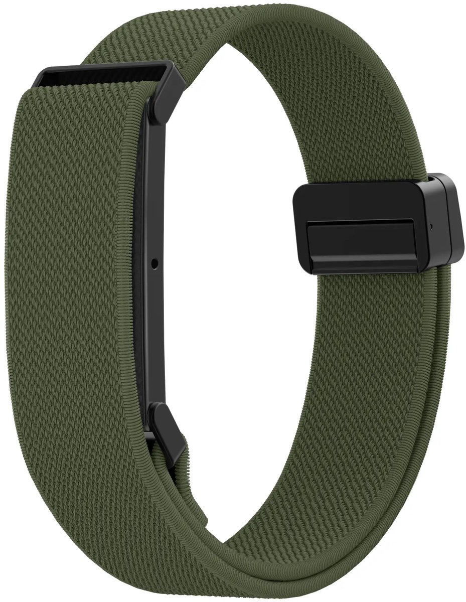 Bandz Nylon bandje met magnetische aansluiting geschikt voor Fitbit Air - Legergroen
