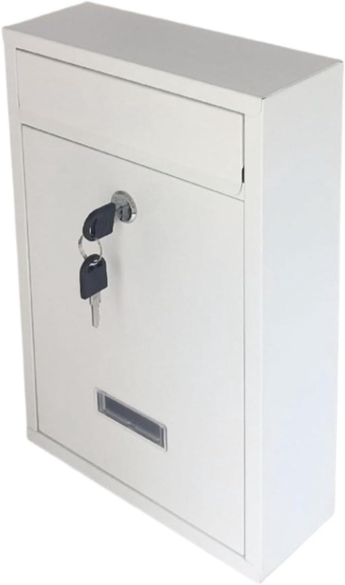 Brievenbus Muurmontage - Pakketkast Buiten - Post Ontvangen - Waterdicht Metaal - 32 x 21.5 x 8.5 cm - Wit