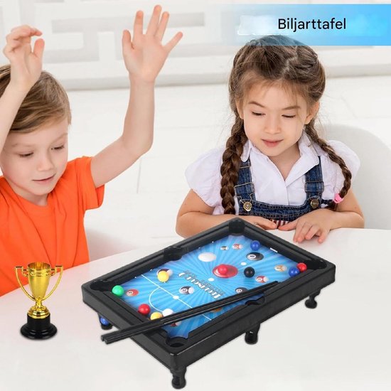 Miniatuur Pooltafel - Biljart Tafelspel - Spelplezier Binnen - Fijn Afgeronde Hoeken - 43 x 30 x 5 cm — afbeelding 3