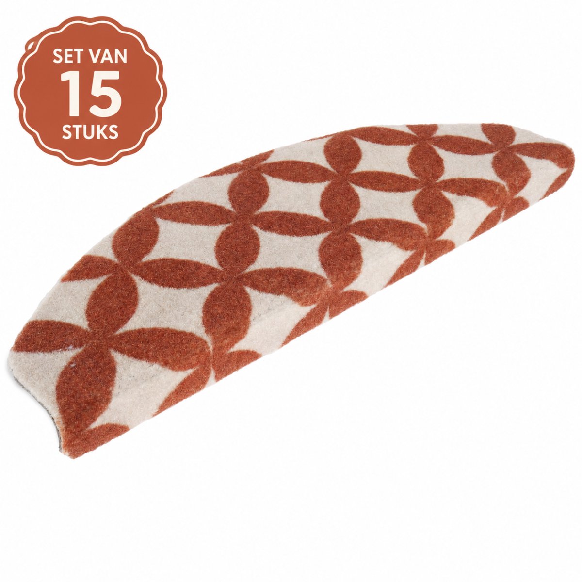 Stairkiss - Trapmat - Pearl Chestnut - 17 x 56 cm - Set van 15 stuks - halve maantjes - incl. bevestiging