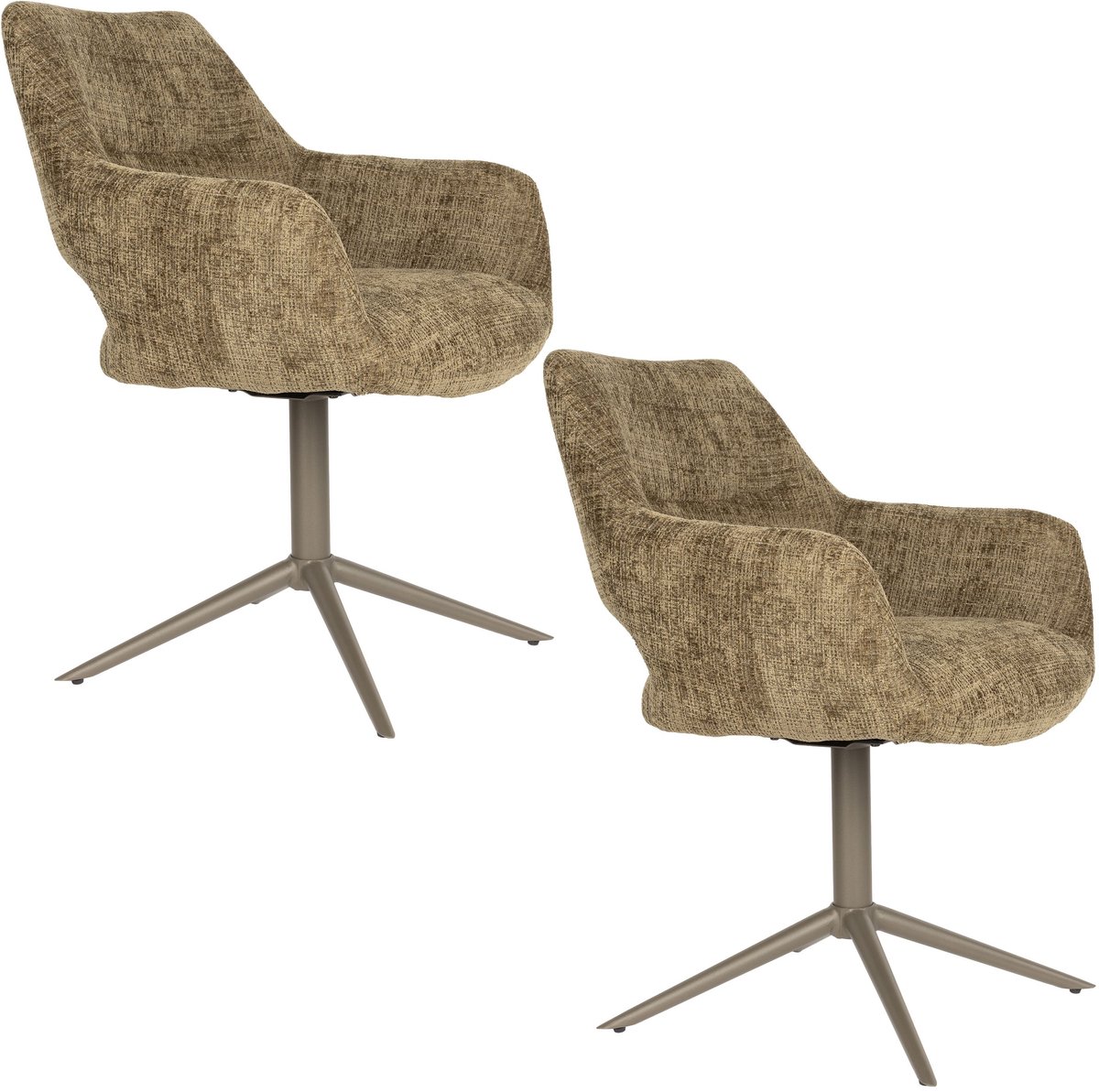 Housecraft Living Merel Eetkamerstoelen Armleuning Groen - Set van 2