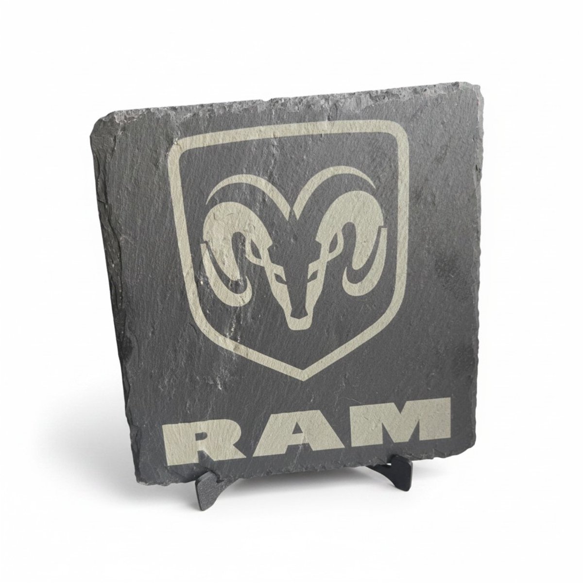 Leisteen gegraveerd - Onderzetter / Decoratie - Dodge Ram - 17x17 cm