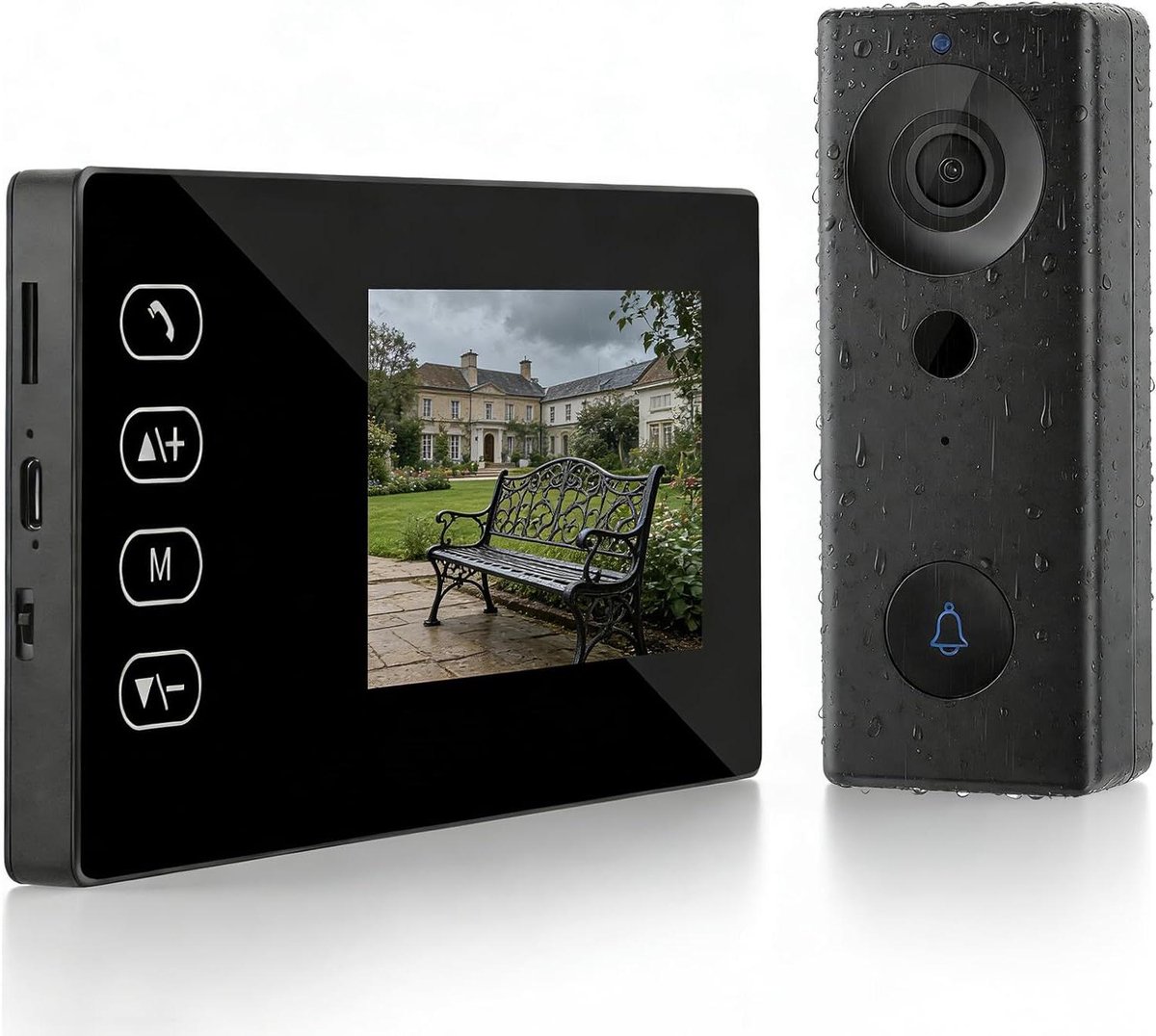 Draadloze Deurbel Camera - Video Intercom - Veiligheid Thuis - 1080p Nachtzicht - 4.3 Inch Scherm - Zwart