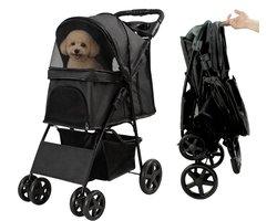 HiPet® Hondenbuggy Teddy – Inklapbaar – Zwart– Tot 15 kg – Met Boodschappenmand