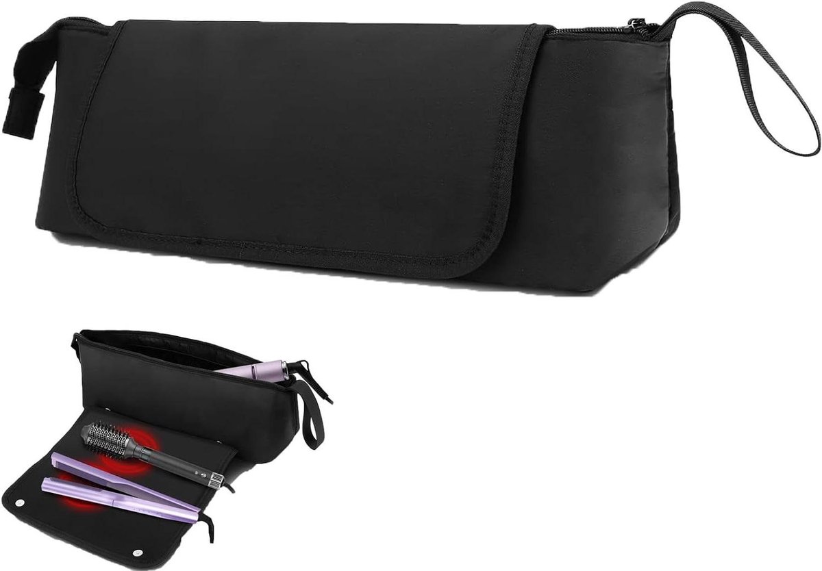 Verwarmingsmat Haargereedschap - Hittebestendige Tas - Haar Styling - Inclusief Anti-verbrandingsmat - 48 x 15 x 13 cm - Zwart