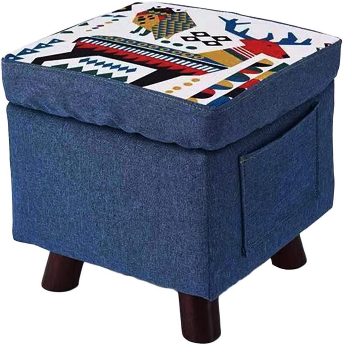 Zitzak Kruk - Voetensteun Opberger - Multifunctioneel Gebruik - Met Opbergvak - 32x32x32 cm - Blauw