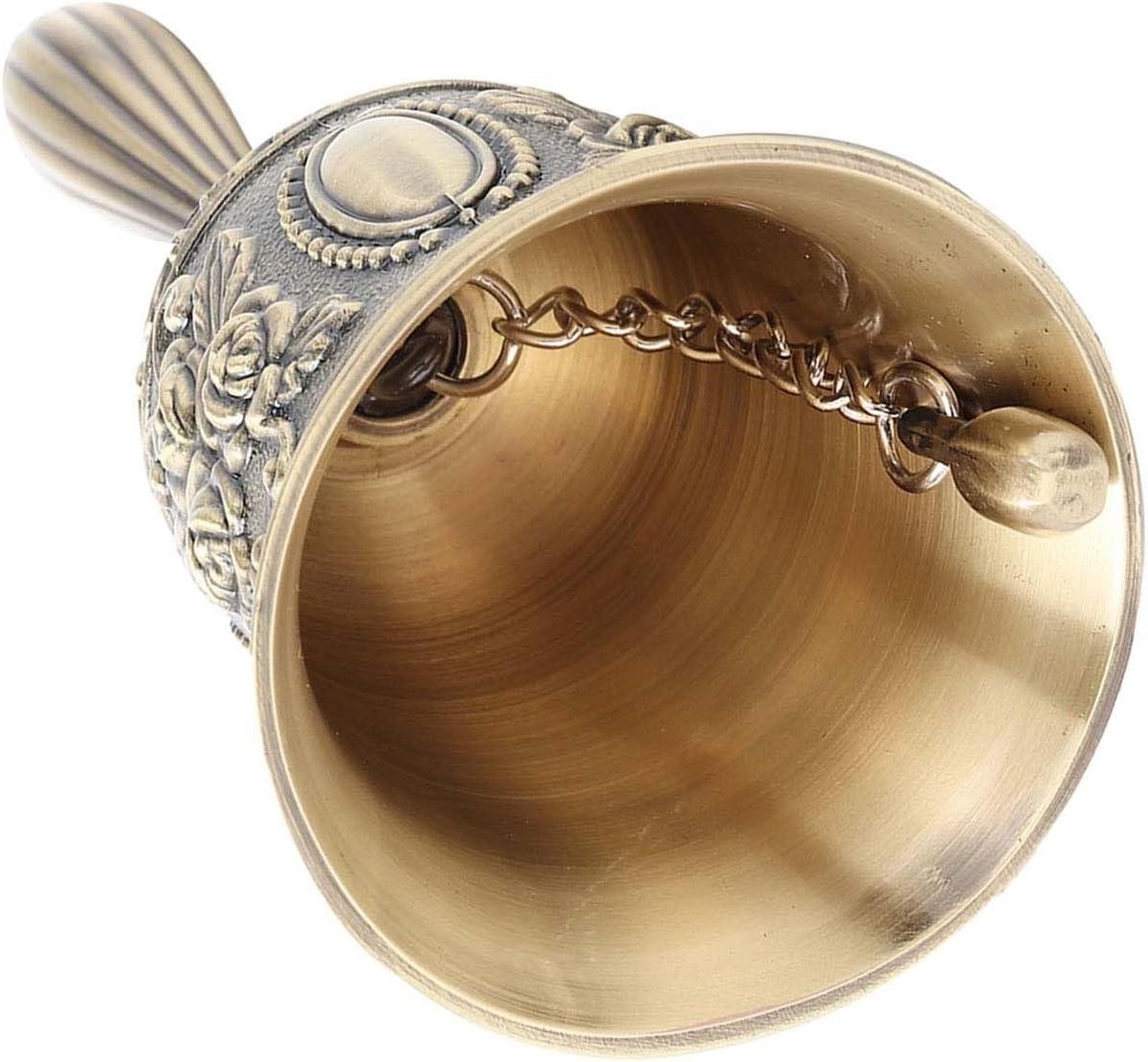 Dinerbel Rose - Tafelbel Metaal - Diner Oproepen - Vintage Rose Patroon - 11 x 6 cm - Zilverkleurig