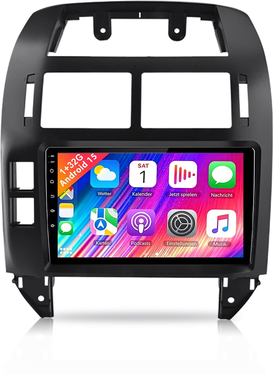 Cestovet Autoradio - Geschikt voor VW Polo 9N 2001-2009 - Android 15 - Draadloos Carplay & Andriod Auto - 9 Inch HD TouchScreen - Bluetooth - GPS-navigatiesysteem - 1GB+32GB - Wifi - RDS - USB