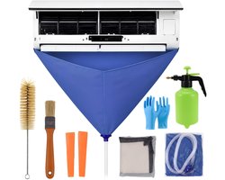 GoGoodies® Airco reiniger 8-delige cleaner set – Opvangzak Airconditioning - Airconditioner schoonmaken reinigingskit - Schoonmaakset - Blauw