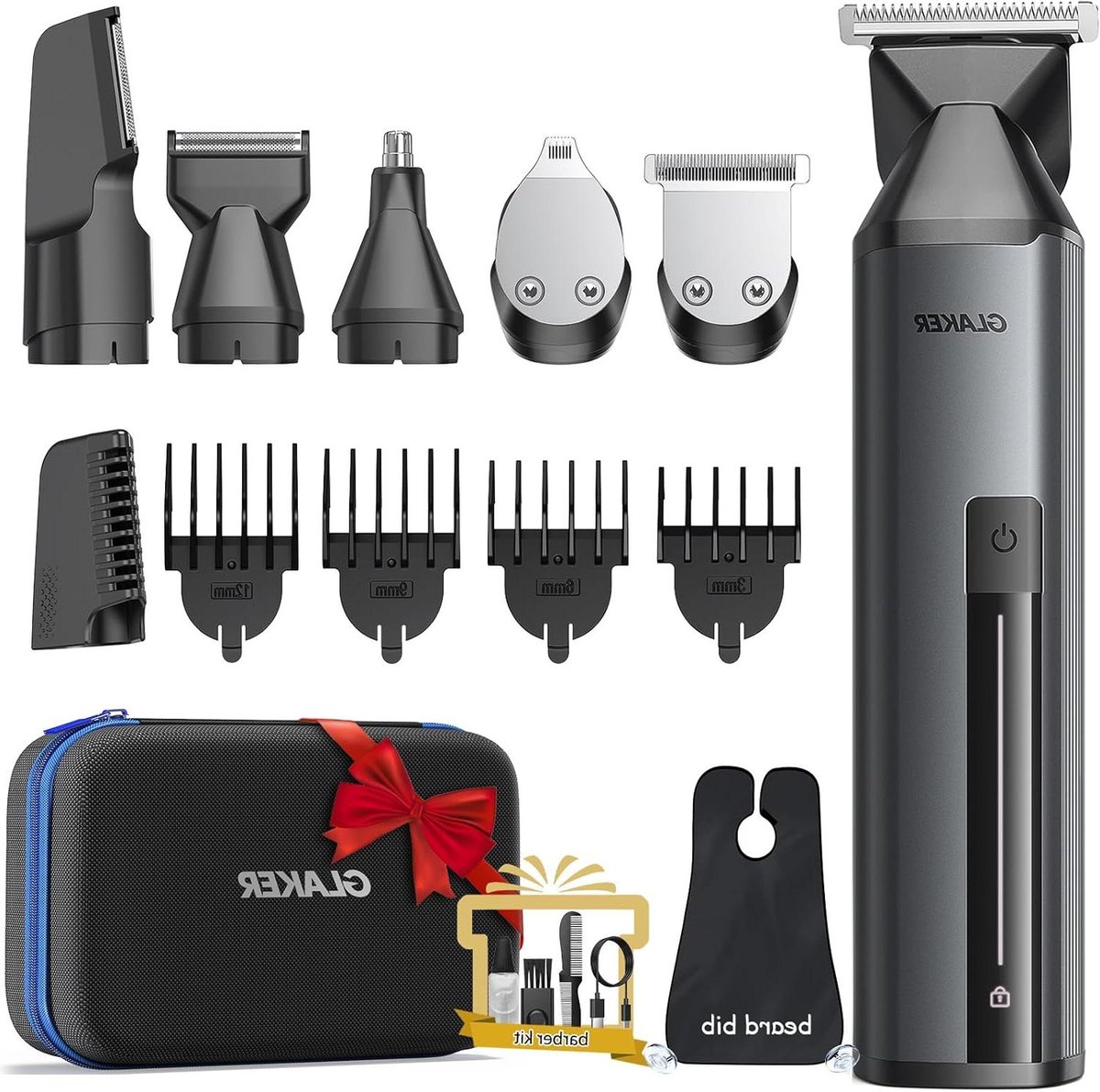 Professionele Tondeuse - Baardtrimmer Set - Persoonlijke Verzorging - 6-in-1 Opzetstukken - 140 Min Draadloos - Zilverkleurig