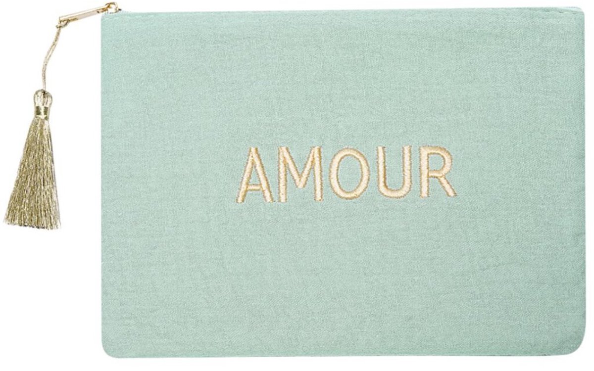 Clutch - make up tasje - kleiner tasje strandtas - blauw/groen