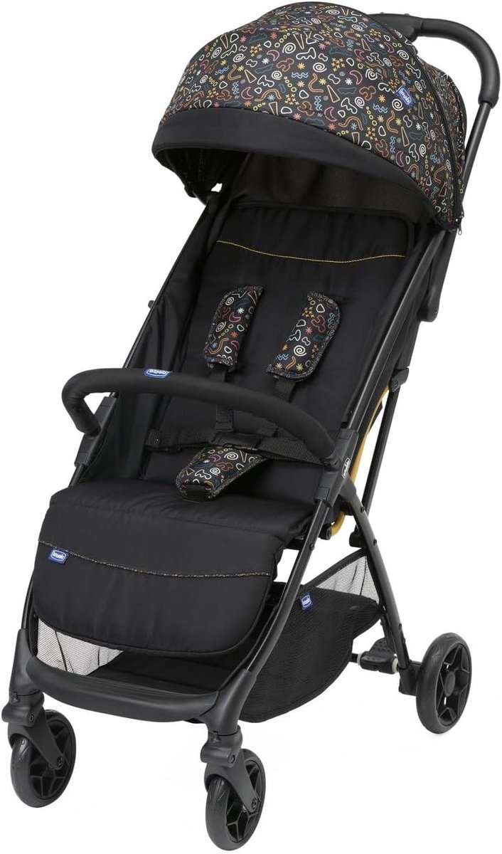 Kinderwagen - Buggy - Stadswandelingen - Zelfopvouwbaar frame - 87 x 49 x 106 cm - Speels Zwart