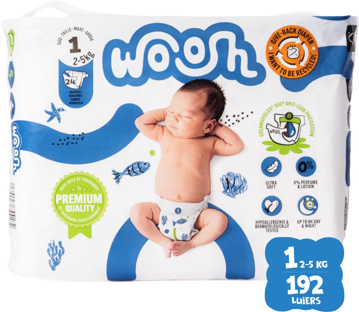Woosh luiers maat 1 | 192 stuks