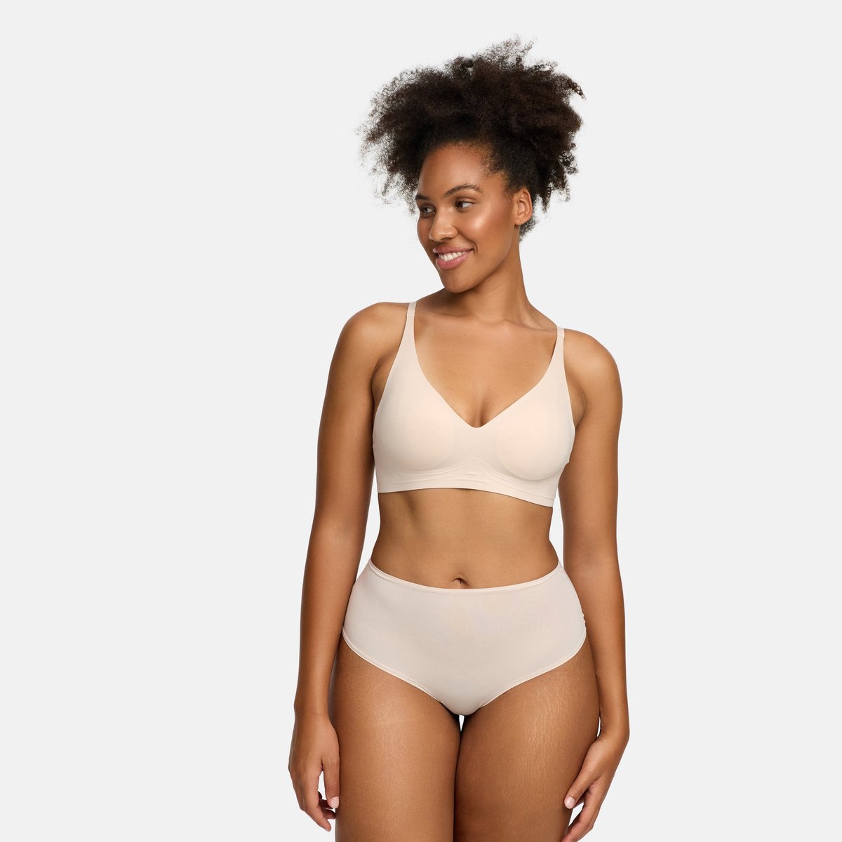 cfab - Comfortabele push-up bh - Zandkleur - XL - BH Zonder Beugel Voorgevormd - Ondergoed - Naadlos