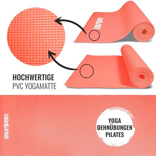 Yogamat PVC 180 x 60 x 0,5 cm - Koraalrood van Yogamat — afbeelding 3