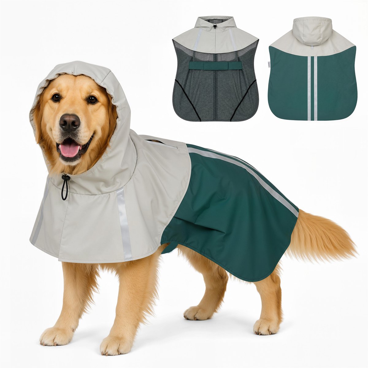 PawHut-Pet Regenjas - PU, mesh - 110 x 72 x 0,5 cm - Groen