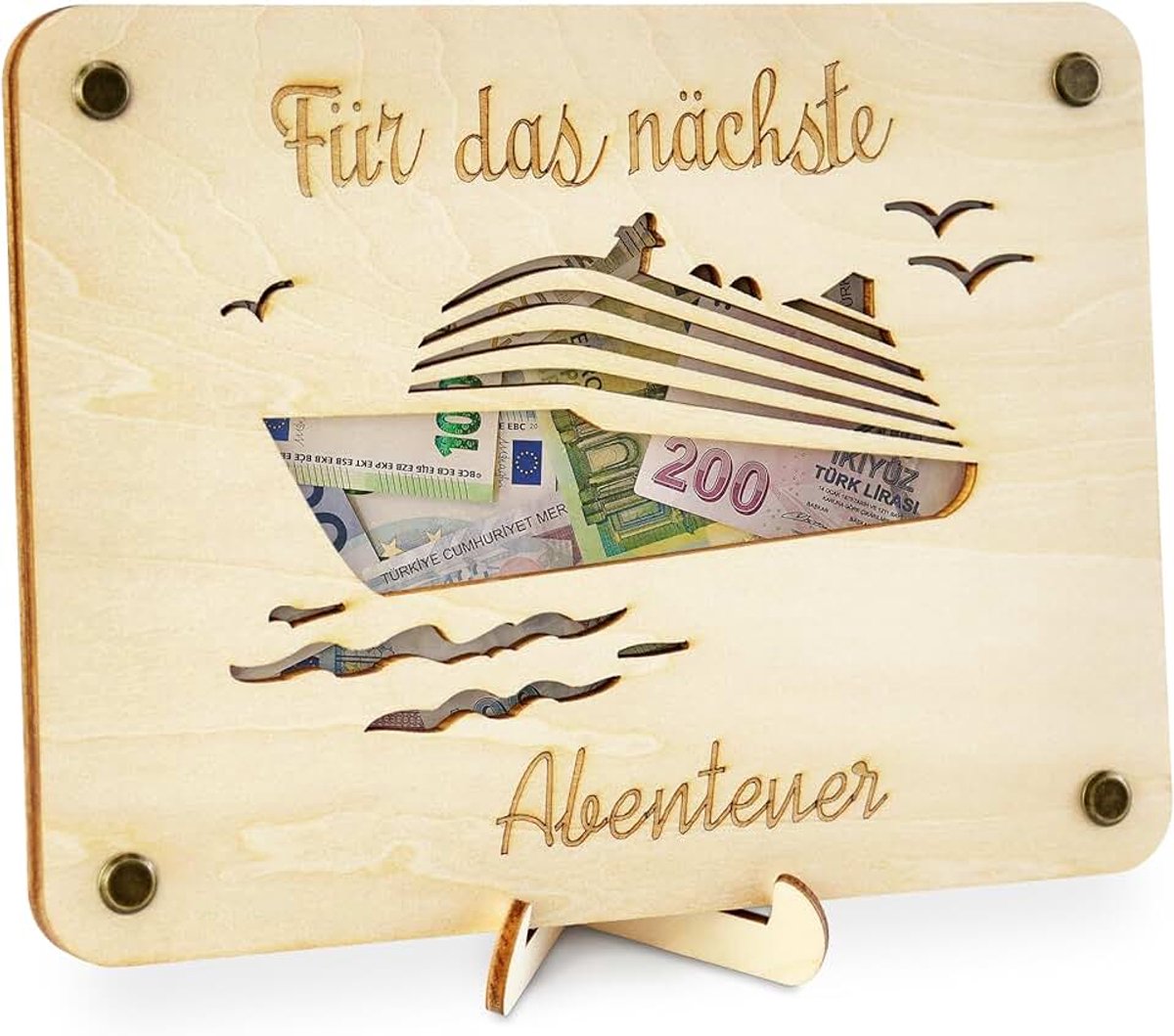 Cadeau-idee voor geldgeschenken - gastgeschenk voor verjaardag en bruiloft, doop, vormsel, spaarpot (avontuur)