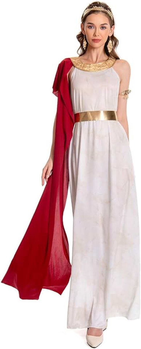 Godin kostuum dames middeleeuwse jurk met hoofdtooi accessoires Halloween cosplay kostuumset