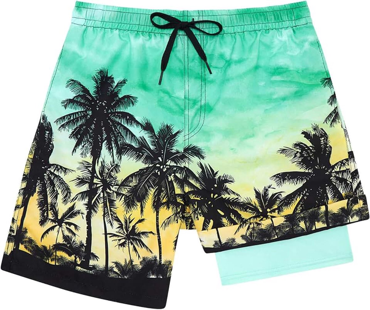 Zwembroek voor jongens Sneldrogende zwemshorts Compressievoering Anti-chafe Boxershort Zwemkleding Strand Boardsurfshorts 7-18 jaar
