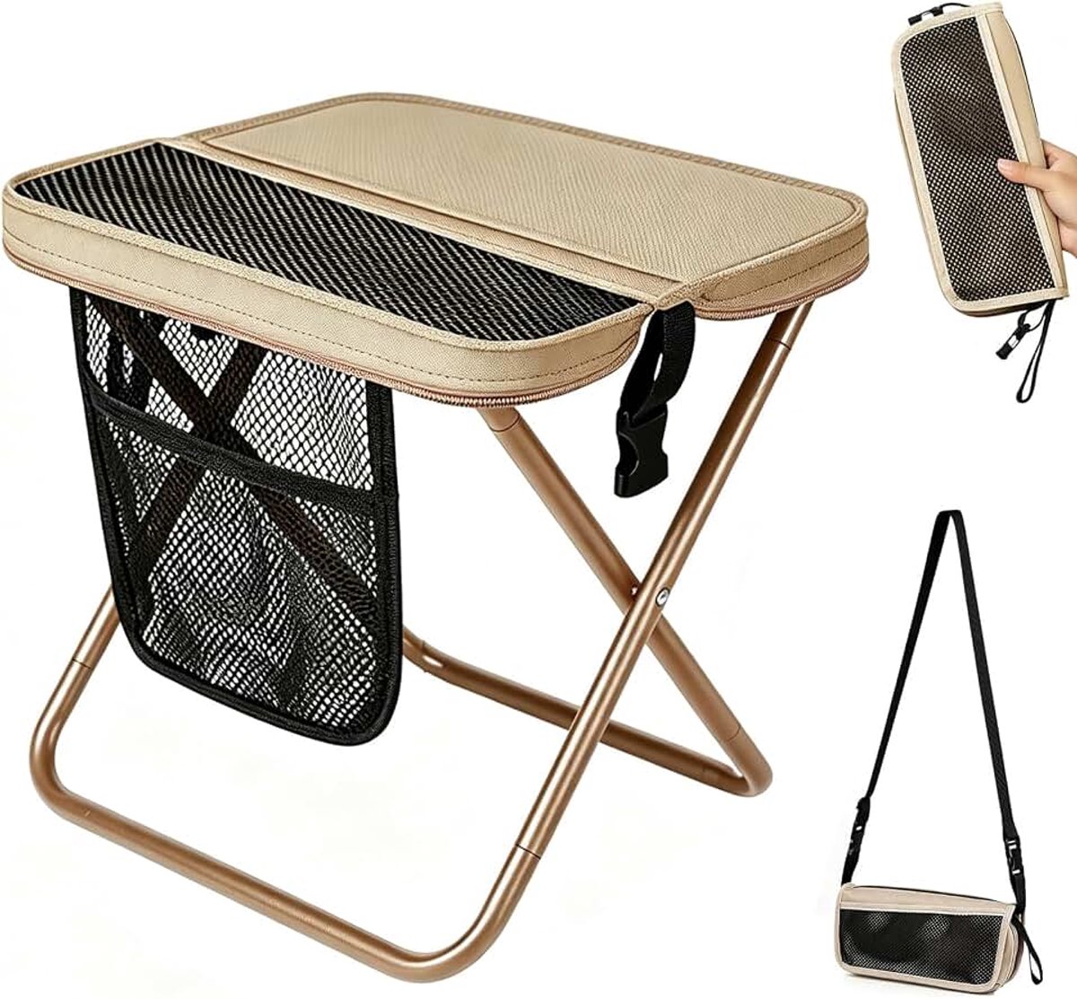 Klapkruk, campingkruk, opvouwbaar, 31 cm, lichte zitting, vouwstoel, mini-klapkruk met opbergtas, tuinkruk inklapbaar voor kamperen, vissen, reizen, wandelen (groen A)