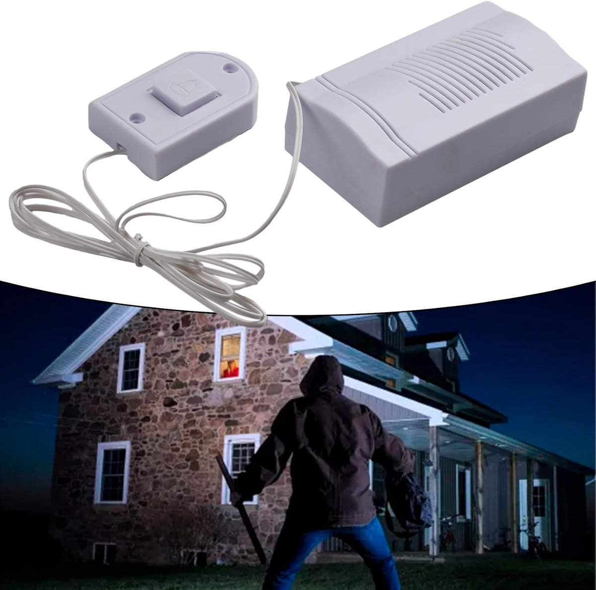 Bedrade Deurbel Kit - Gastenmelder Systeem - Bezoekers Melden - Eenvoudige Installatie - 100 cm kabel - Wit