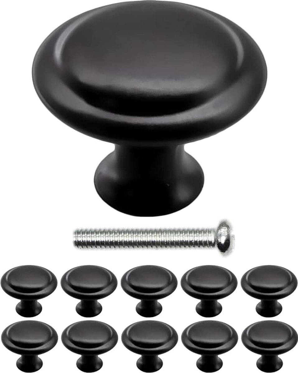 Meubelgrepen, vintage ladeknopen, landhuisdesign, 27 x 21 mm, set van 10 zwart