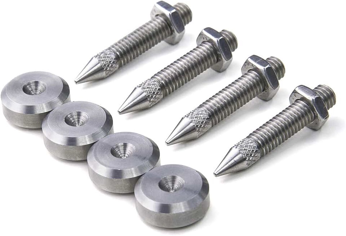 Roestvrijstalen Luidspreker Spikes/Boxen Spikes M6 L-35mm 16mm Onderleggers + Schroefmoer - 4 stuks