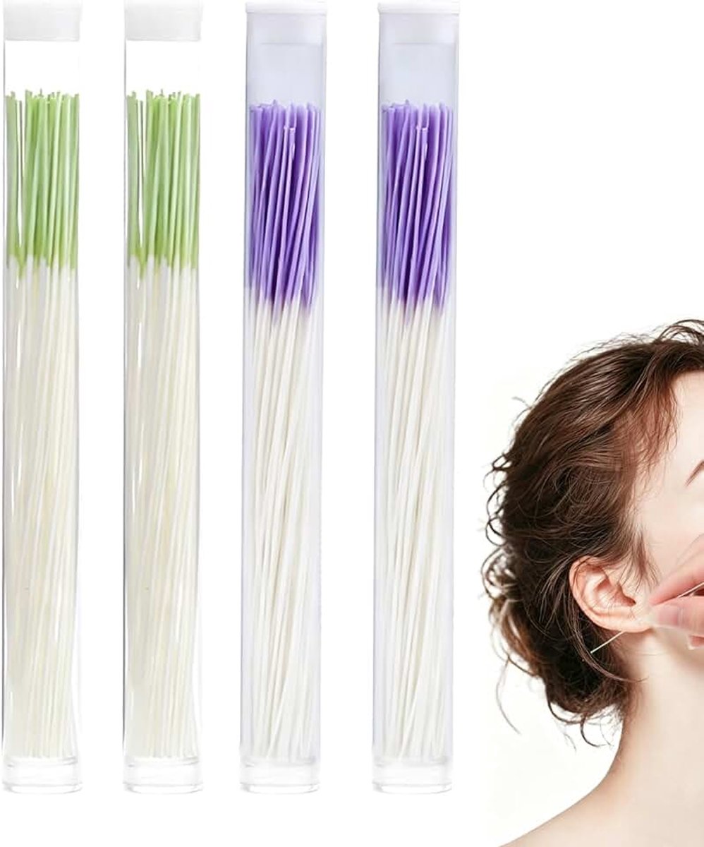 Reinigingsdraad voor oorbelgaatjes en piercings, 4 stuks (2 kleuren). Verwijdert geurtjes, voorkomt verstoppingen. Optimale hygiëne voor de gevoelige huid.