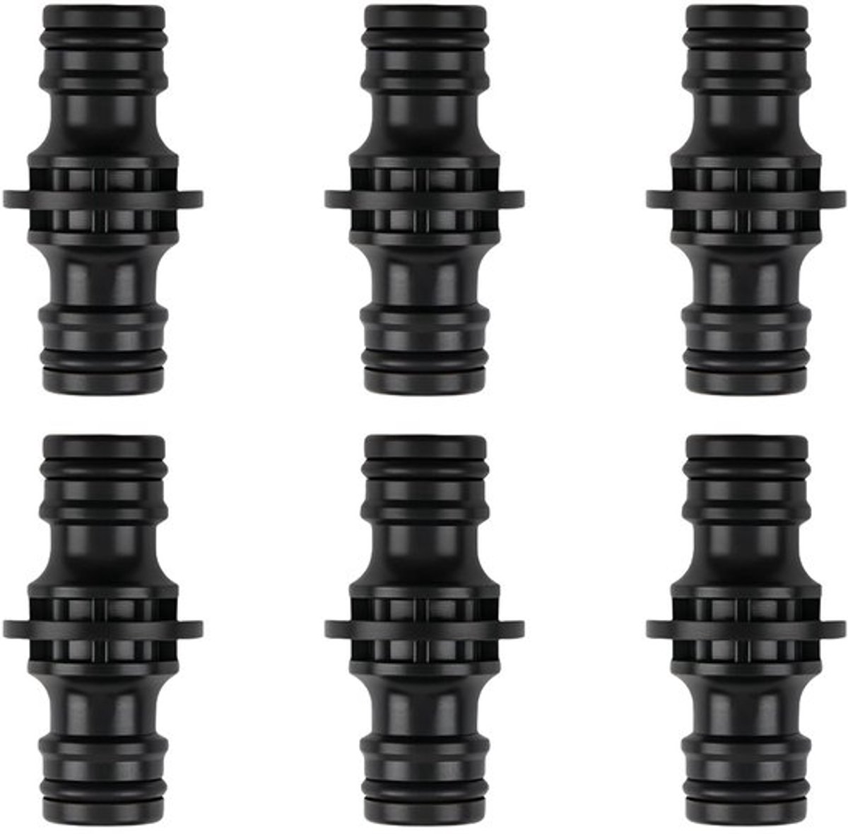 Slangkoppeling 1/2 inch - 6 stuks - PP-kunststof - Dubbele afdichting - Lekvrij - Geschikt voor tuin en landbouw - Slangaansluiting