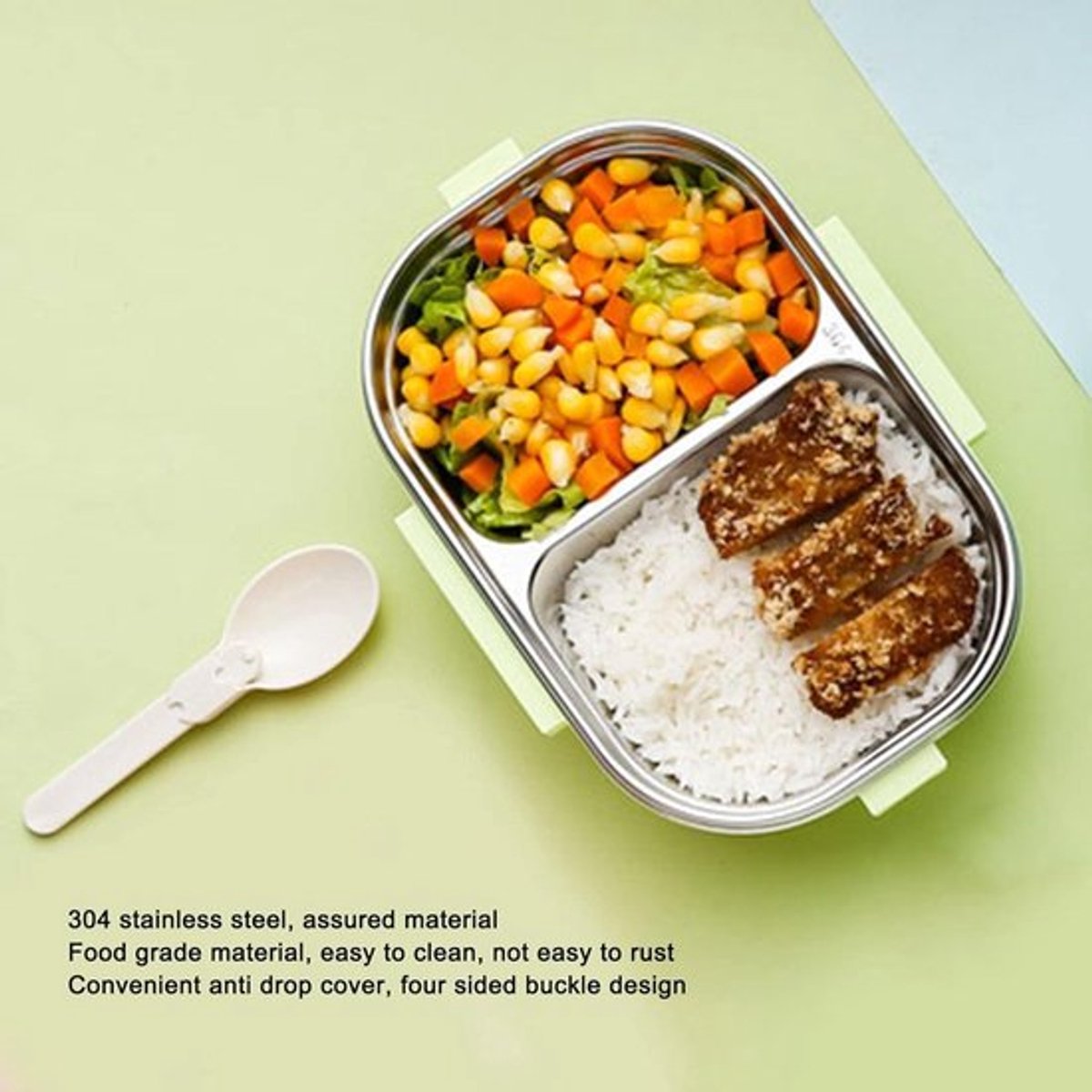 Thermische Isolatie Lunchbox voor Volwassenen - Eco-vriendelijke Lunchbox - Compartiment Tiffin Box - Groene Cactus Design