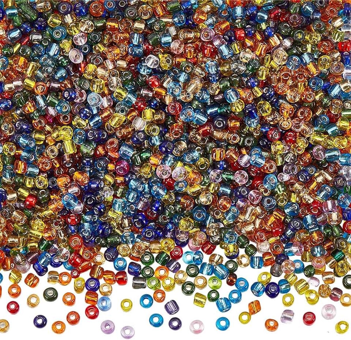 Kralen 4 mm ronde glaskralen willekeurige kleurrijke mini kleine transparante zilver gevoerd gat pony losse afstandhouders voor taillearmbanden halskettingen