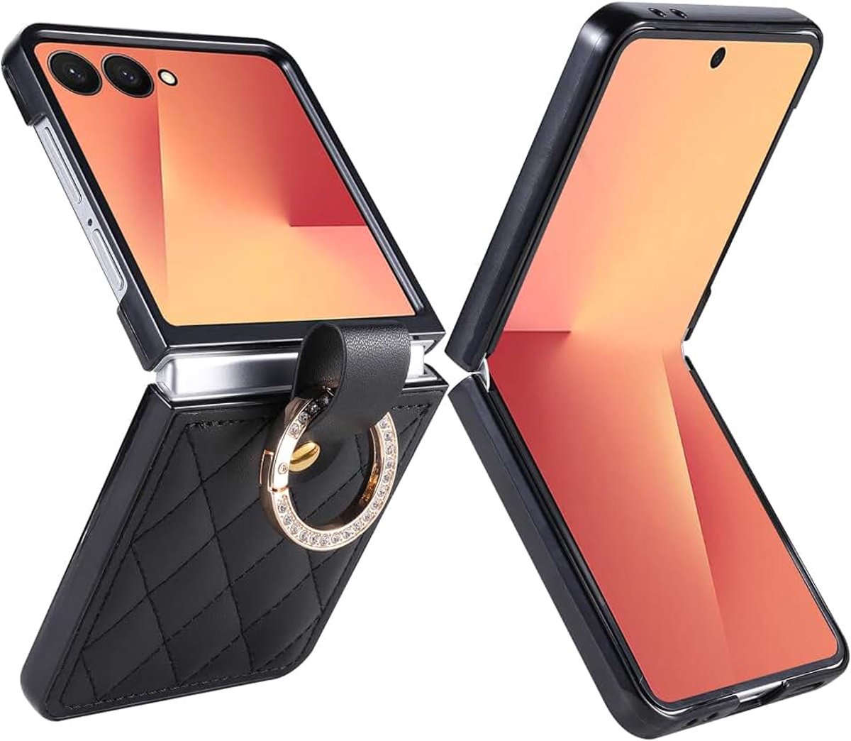 Wallethoesje voor Samsung Galaxy Z Flip 7, Ring lederen hoesje