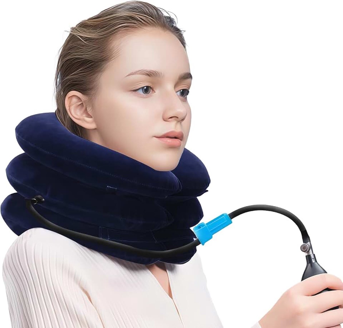 Nekband, nektractie-apparaat, opblaasbaar neksteunkussen, neksteunkussen, neksteun, voor reizen, kantoor, thuis