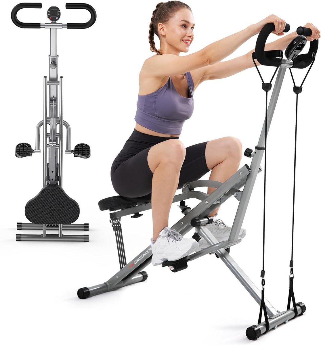 Squat Machine - Been Trainer - Thuistraining - Verstelbare Weerstandsbanden - 113 x 25 x 18.5 cm - Zwart