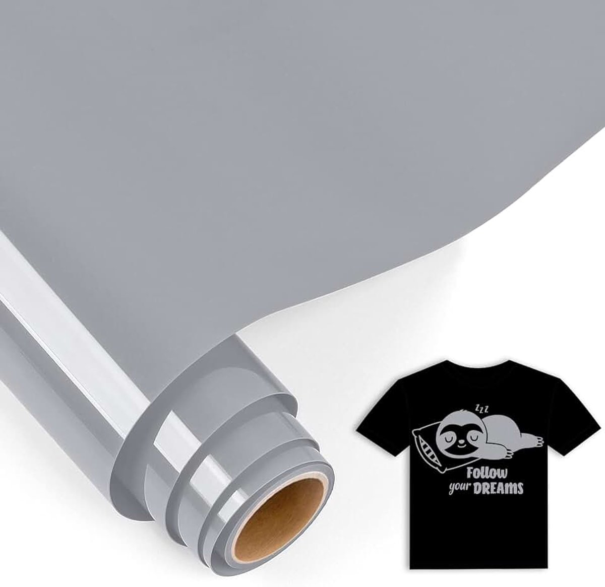 5 ft plotterfolie voor textiel, zilver, 30,5 x 152,5 cm, flexfolie textiel in zilver voor Cricut Maker, Silhouette Cameo, textielfolie voor kleding, mutsen, broeken, andere stoffen