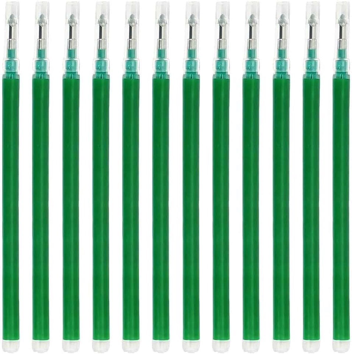 Uitwisbare reservevullingen compatibel met Pilot FriXion Ball & Clicker, [Set van 12], rollerball met warmtegevoelige inkt, schrijflengte 400 m, (groen, 0,5 mm)