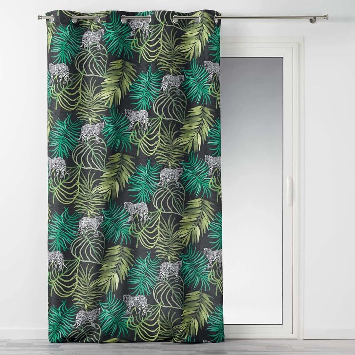 Douceur d'intérieur, Gordijn met oogjes (140 x 260 cm), tropisch groen, bedrukt polyester