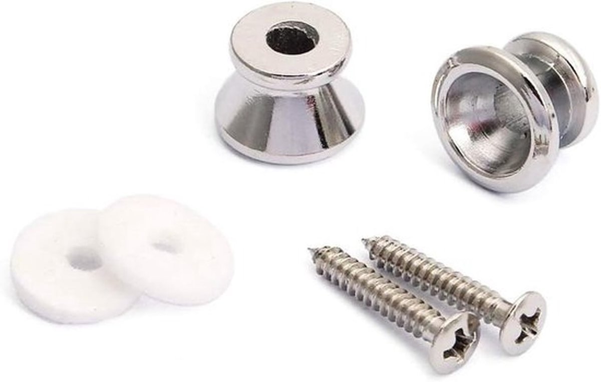 Gitaarriemknoppen - Metalen uiteinde - Chroom - Riemsloten voor basgitaar - Chroom.