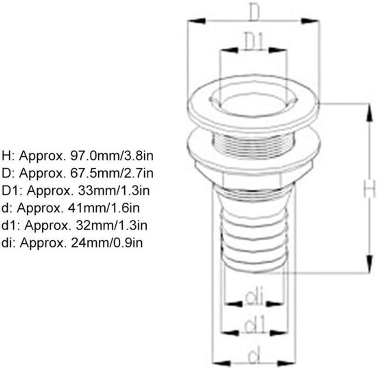 Door-de-huid-connector - Boot - Accessoire - Wit - Kunststof - Slang Connector - Marine - Bootmodel - 11/4in Doorvoer Kunststof Slang Connector Accessoire voor Marine Boot