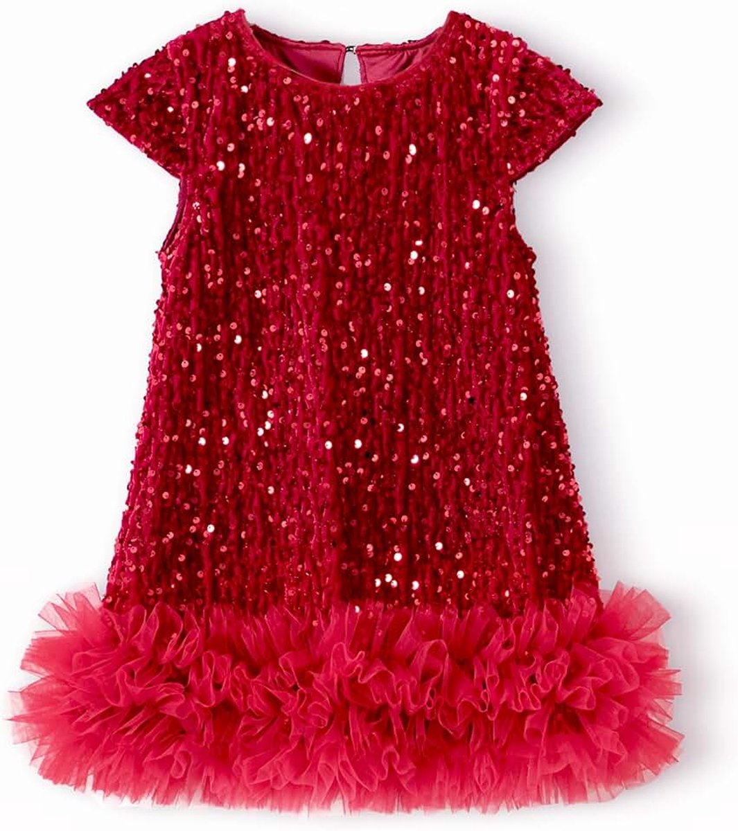 Jurk voor babymeisjes, fluweel, pailletten, kapmouwen, peuters, meisjes, herfst, winter, elegante prinsessenjurk voor verjaardagsfeest, bruiloft