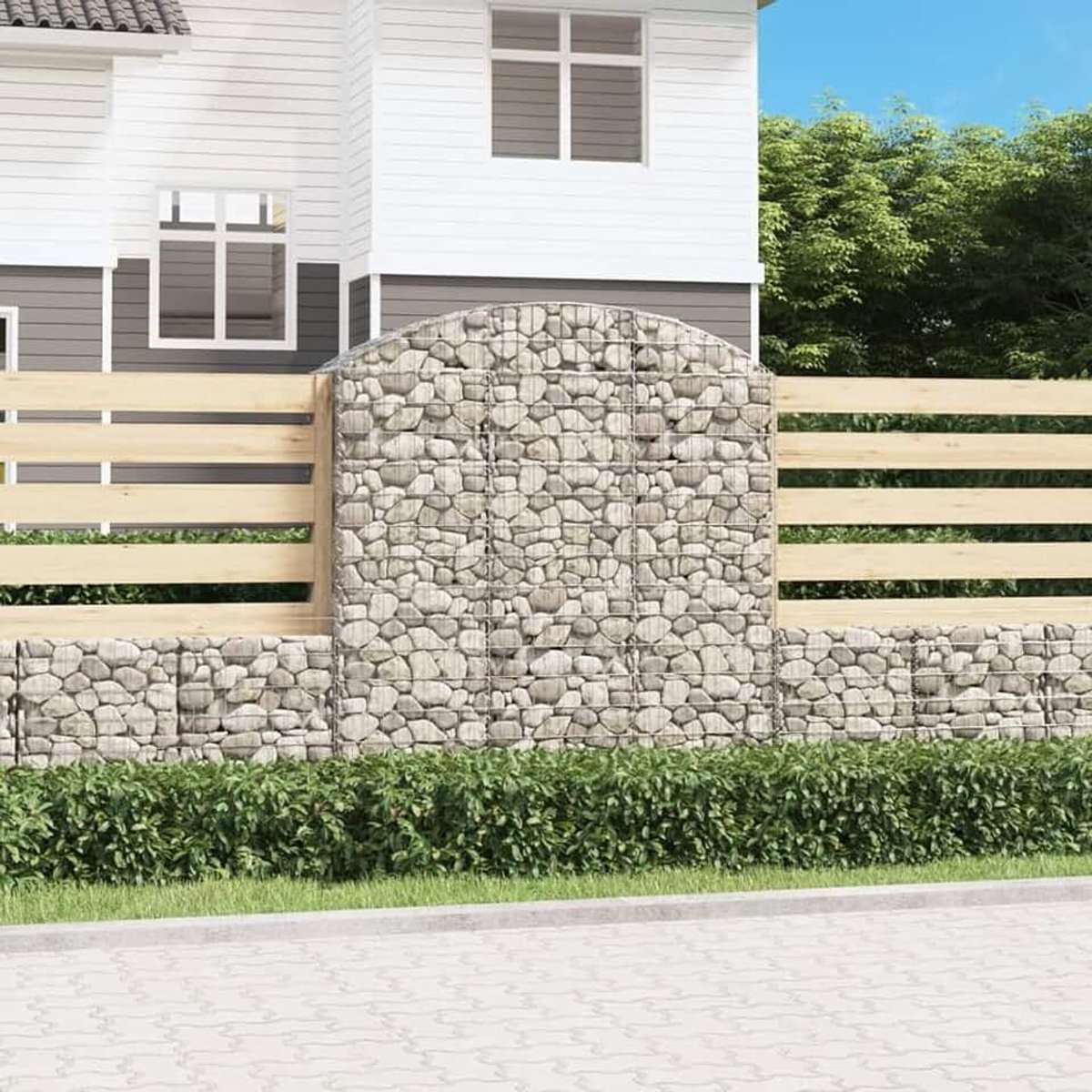 Schanskorf met hoge boog, schanskorf, schanskorven, schanskorven, schanskorven, steenkorf, steenkorf, steenkorf, draadmand, schanskorf, 150 x 50 x 160/180 cm, verzinkt ijzer